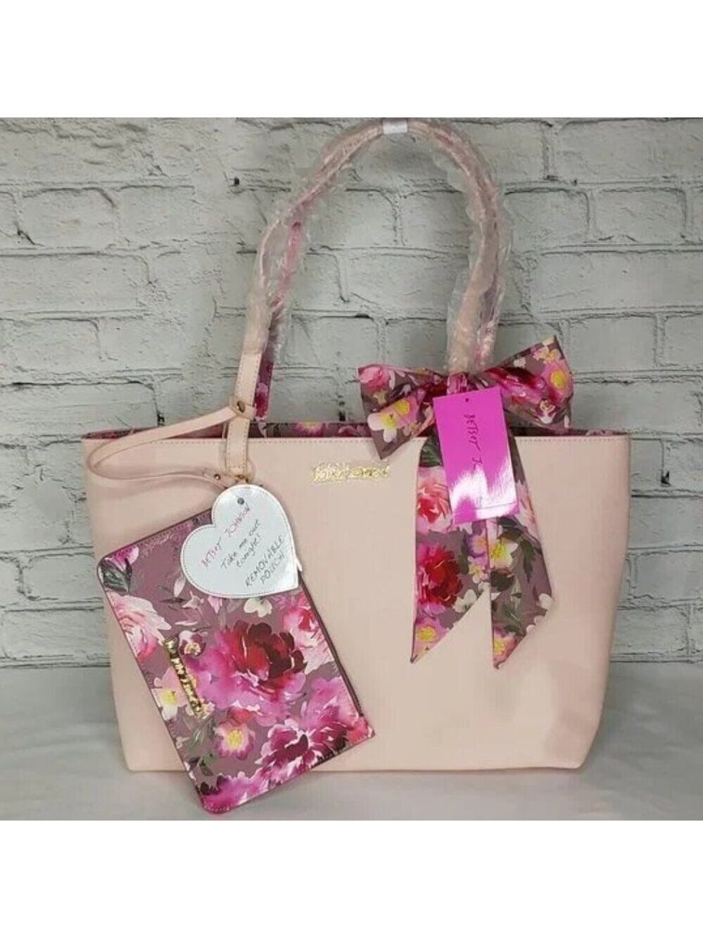 Betsey Johnson XO Zaria Tote with Pouch Multi Pink NWT